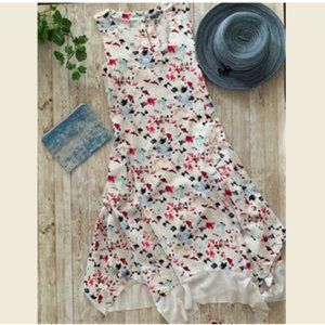 DONATED For Cynthia White Print Handkerchief Dress Sz S